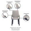 6-Piece Kara Dining Side and Arm Chairs from Solid Wood in Light Gray
