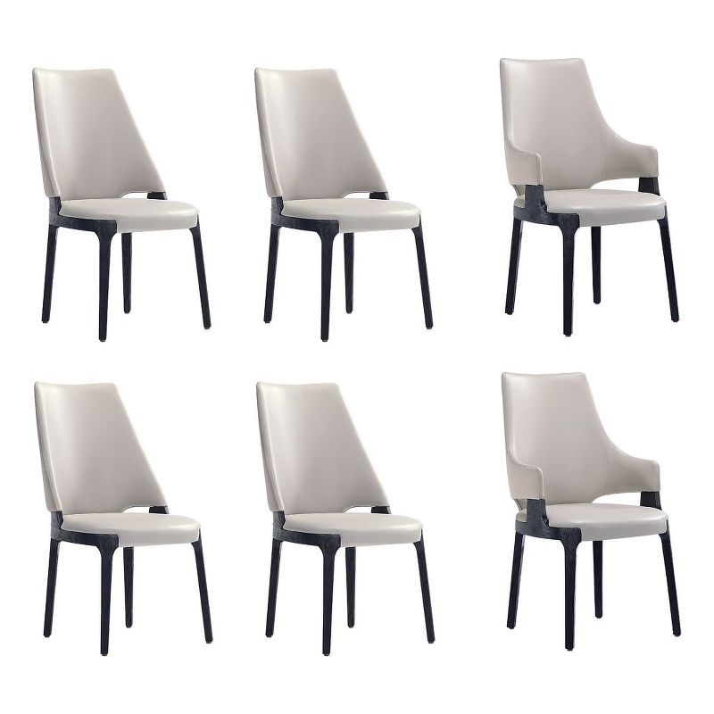 6-Piece Kara Dining Side and Arm Chairs from Solid Wood in Light Gray