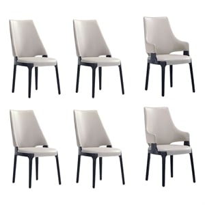 6-Piece Kara Dining Side and Arm Chairs from Solid Wood in Light Gray