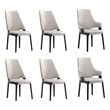 6-Piece Kara Dining Side and Arm Chairs from Solid Wood in Light Gray