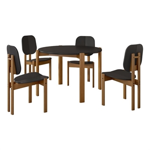 Gales Round 46.54 Dining Table from Engineered Wood in Black - Set of 5