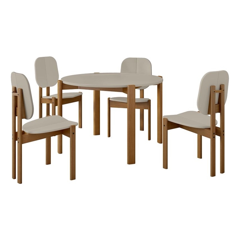 Gales Round 46.54 Dining Table from Engineered Wood in Beige - Set of 5