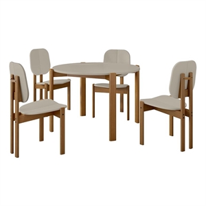 Gales Round 46.54 Dining Table from Engineered Wood in Beige - Set of 5