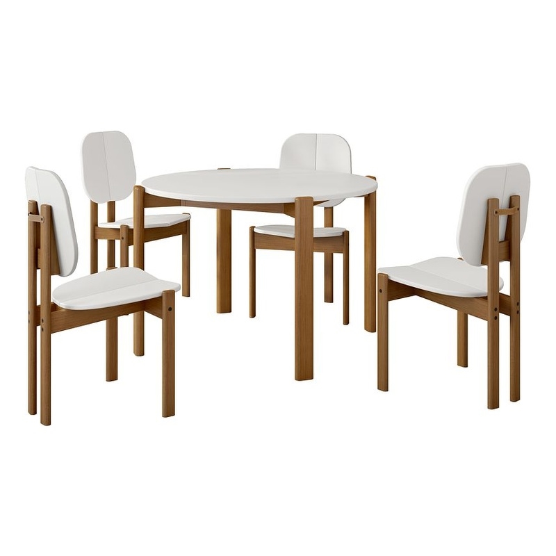 Gales Round 46.54 Dining Table from Engineered Wood in White - Set of 5