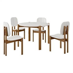 Gales Round 46.54 Dining Table from Engineered Wood in White - Set of 5