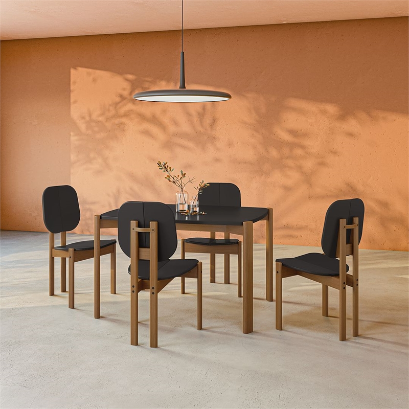 Gales Round 47.24 Dining Table from Engineered Wood in Black - Set of 5