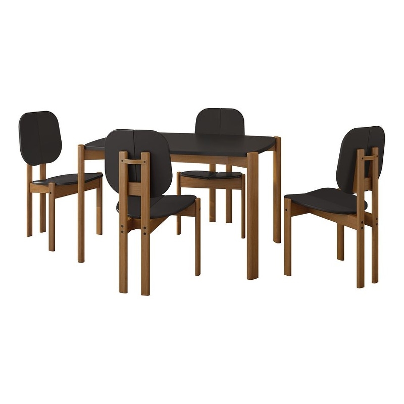 Gales Round 47.24 Dining Table from Engineered Wood in Black - Set of 5