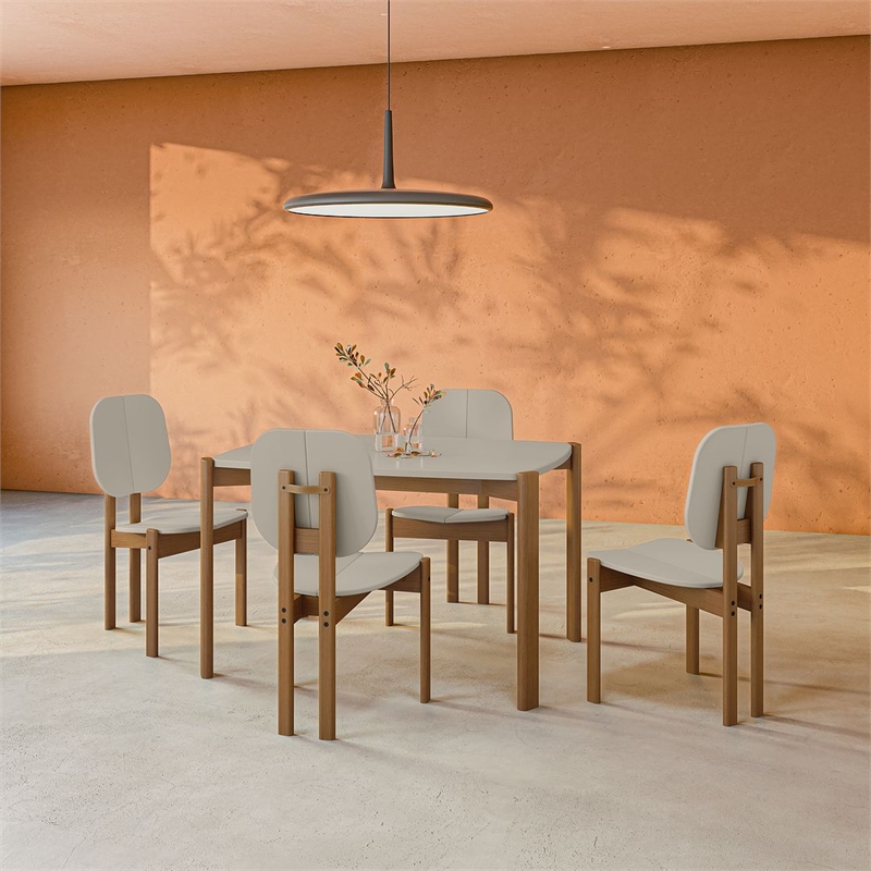 Gales Round 47.24 Dining Table from Engineered Wood in Beige - Set of 5