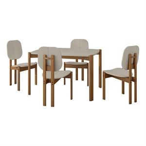 Gales Round 47.24 Dining Table from Engineered Wood in Beige - Set of 5