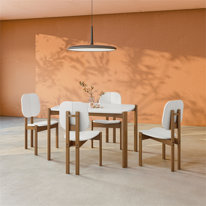 Gales Round 47.24 Dining Table from Engineered Wood in White - Set of 5