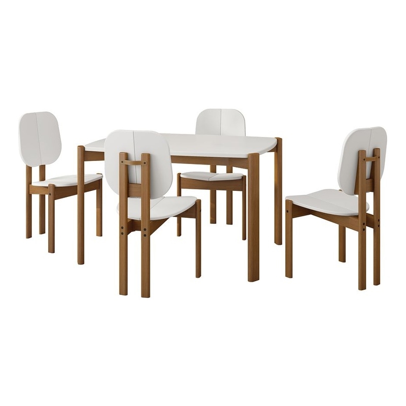 Gales Round 47.24 Dining Table from Engineered Wood in White - Set of 5