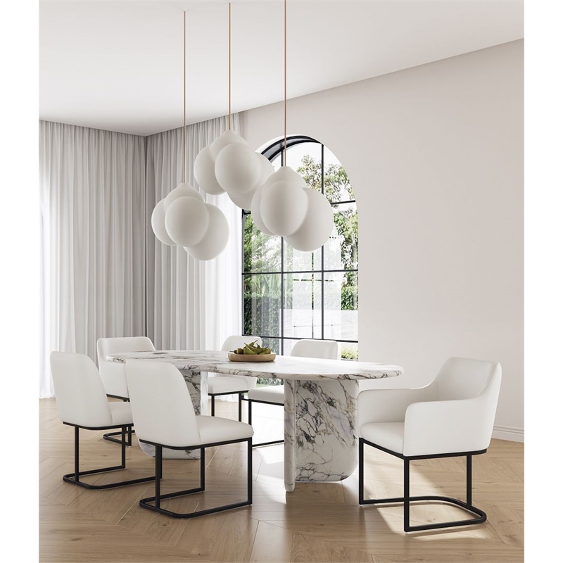 Manhattan Comfort Serena 6 Piece Dining Set with Steel Base in Cream