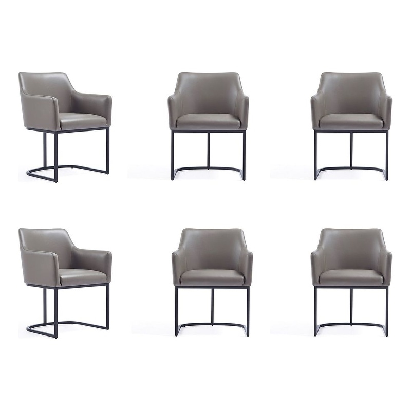 Manhattan Comfort Serena 6 Piece Dining Set with Steel Base in Gray