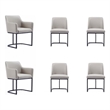 Manhattan Comfort Serena 6 Piece Dining Set with Steel Base in Light Gray