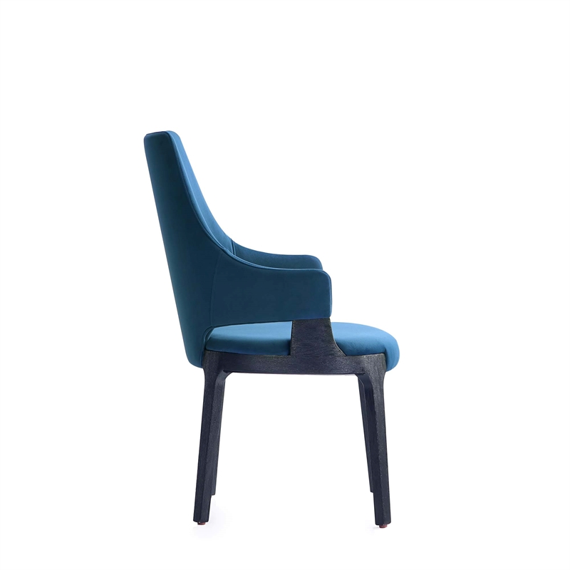 8-Piece Kara Dining Side and Arm Chairs from Solid Wood in Blue