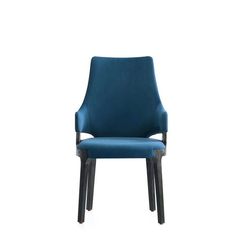 8-Piece Kara Dining Side and Arm Chairs from Solid Wood in Blue