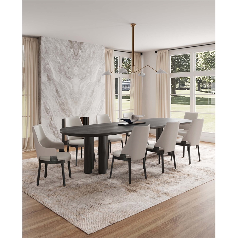 8-Piece Kara Dining Side and Arm Chairs from Solid Wood in Light Gray