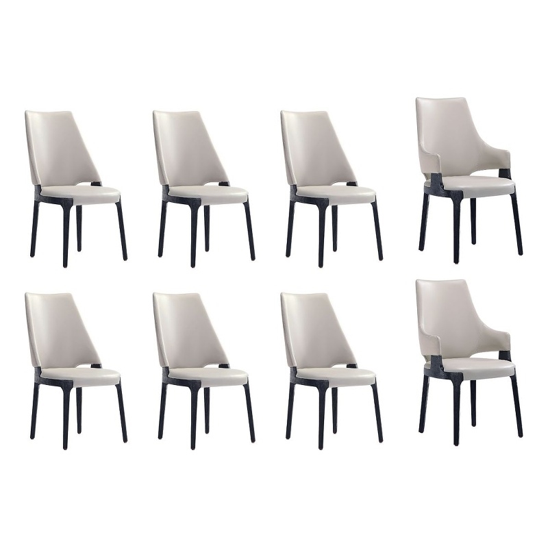 8-Piece Kara Dining Side and Arm Chairs from Solid Wood in Light Gray