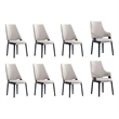 8-Piece Kara Dining Side and Arm Chairs from Solid Wood in Light Gray