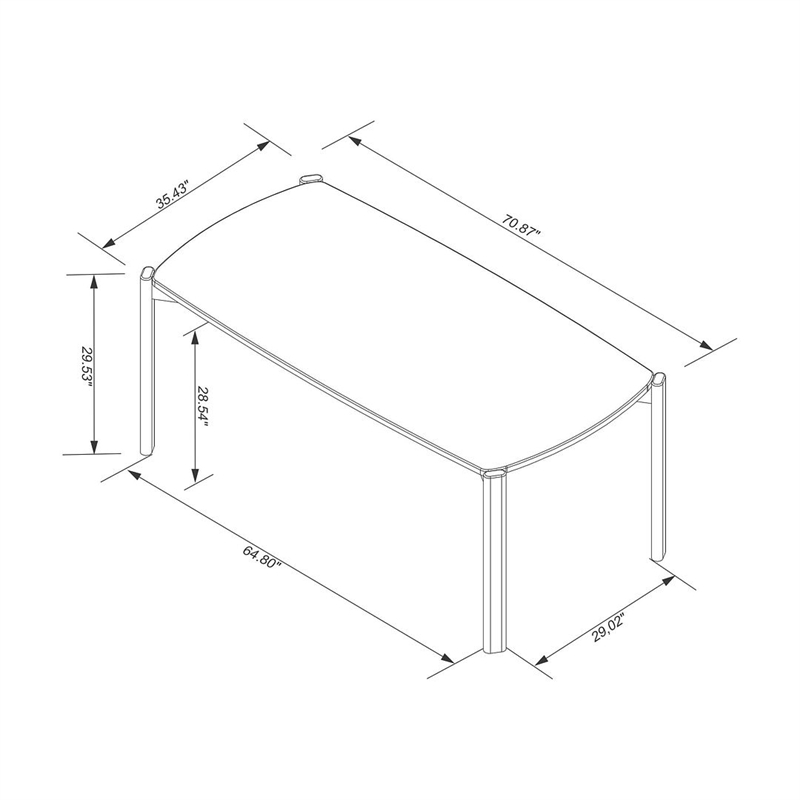 Gales 70.87 Dining Table from Engineered Wood in Black - Set of 7