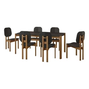Gales 70.87 Dining Table from Engineered Wood in Black - Set of 7
