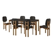 Gales 70.87 Dining Table from Engineered Wood in Black - Set of 7