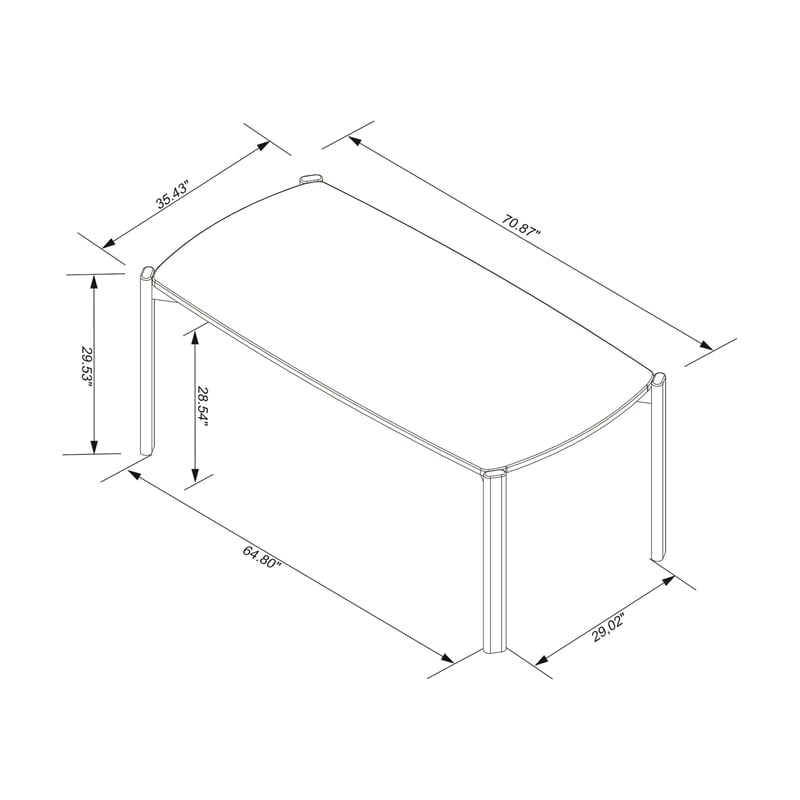 Gales 70.87 Dining Table from Engineered Wood in Beige - Set of 7