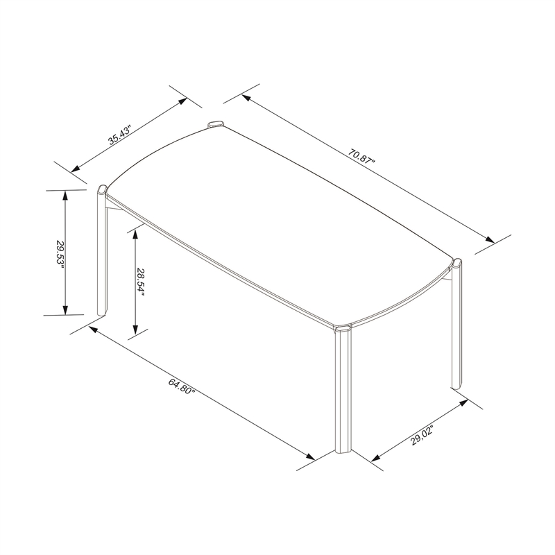 Gales 70.87 Dining Table from Engineered Wood in White - Set of 7