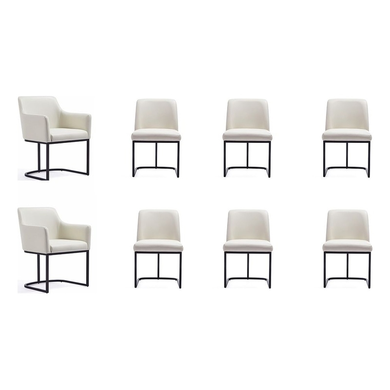 Manhattan Comfort Serena 8 Piece Dining Set with Steel Base in Cream