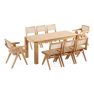 9-Piece Rockaway Dining Set from Solid Wood with 8 Hamlet Side and Arm Chairs