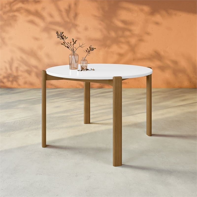 Manhattan Comfort Gales Round 46.54 Dining Table from Engineered Wood in White