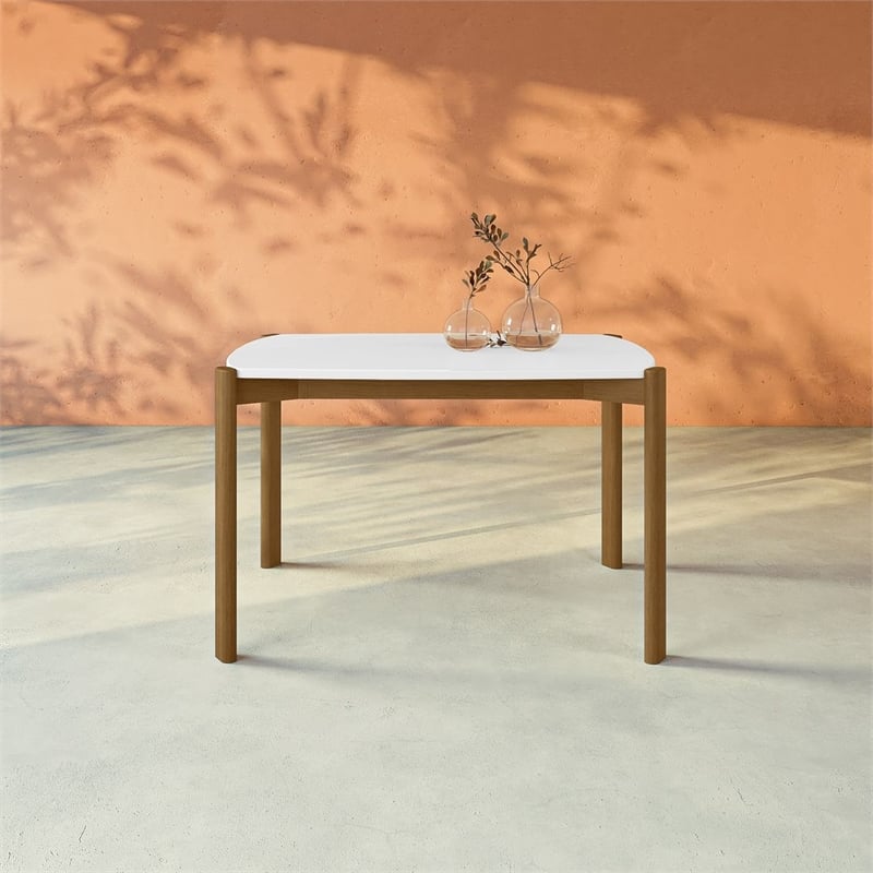 Manhattan Comfort Gales 47.24 Dining Table from Engineered Wood in Matte White