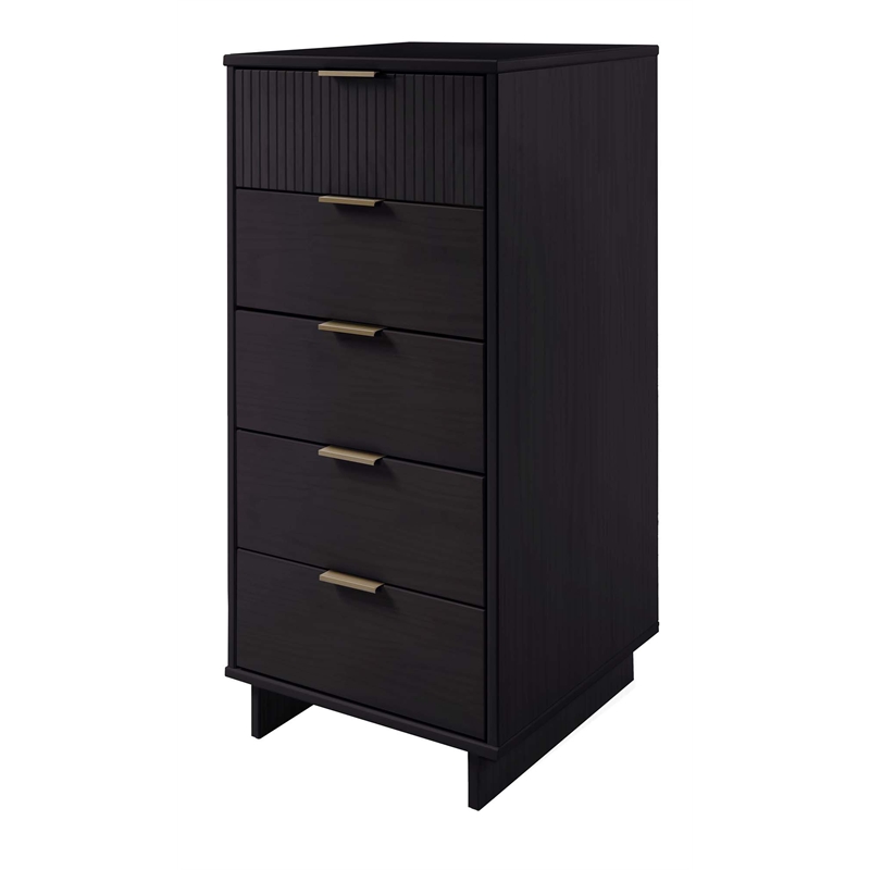 2-Piece Granville Solid Wood Tall Narrow and Standard Dresser Set in Black