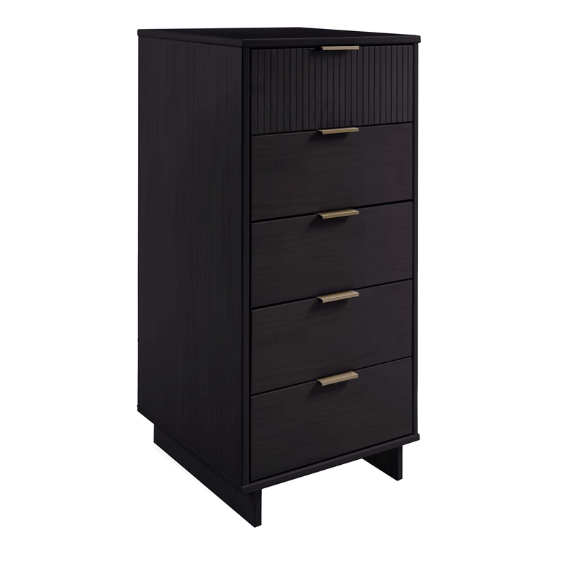 2-Piece Granville Solid Wood Tall Narrow and Standard Dresser Set in Black
