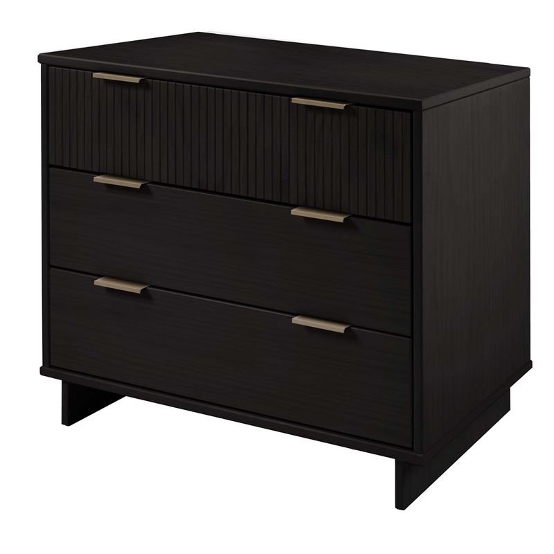 2-Piece Granville Solid Wood Tall Narrow and Standard Dresser Set in Black