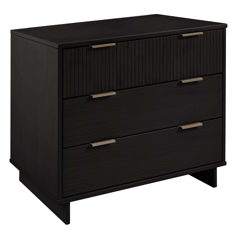 2-Piece Granville Solid Wood Tall Narrow and Standard Dresser Set in Black