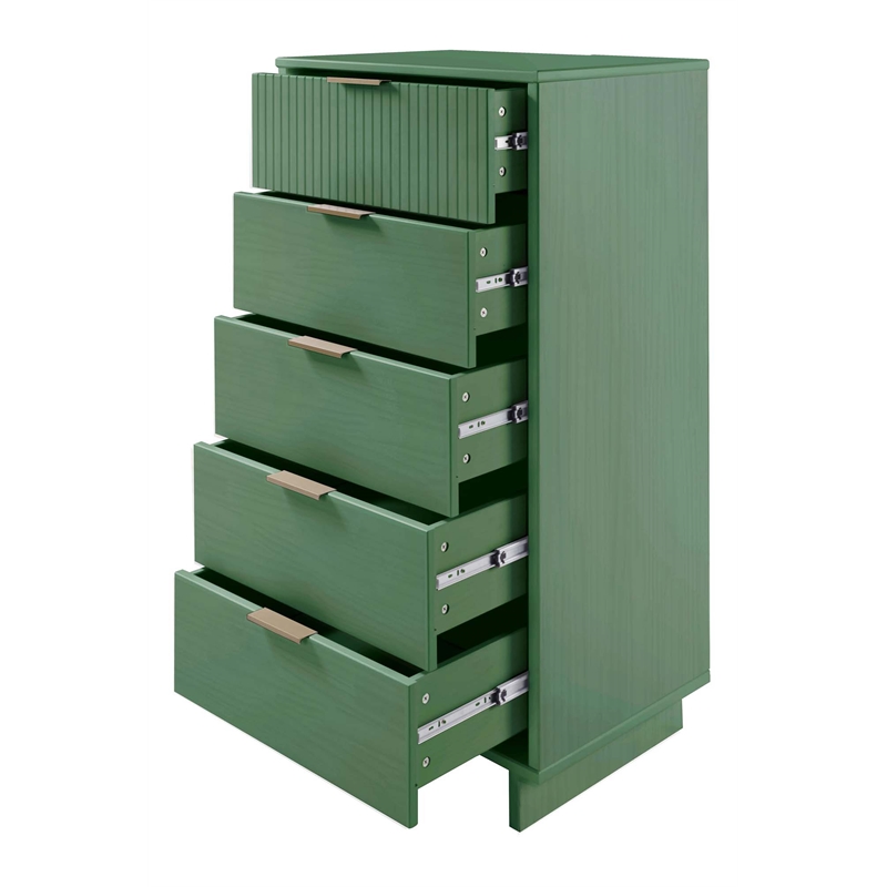 2-Piece Granville Solid Wood Tall Narrow and Standard Dresser Set in Sage Green