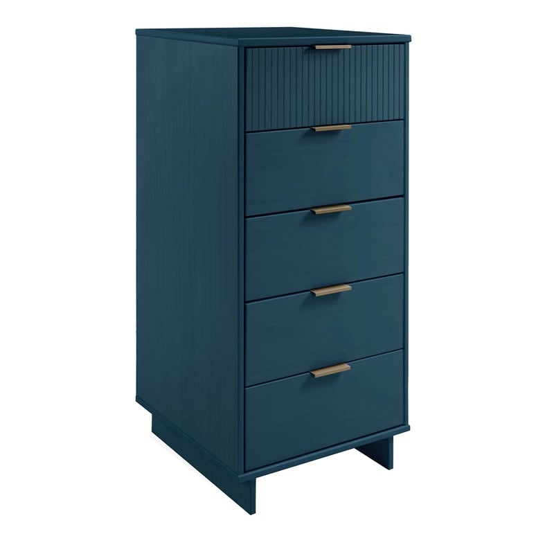 2-Piece Granville Solid Wood Tall Narrow and Standard Dresser Set in Blue
