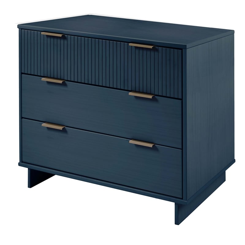 2-Piece Granville Solid Wood Tall Narrow and Standard Dresser Set in Blue