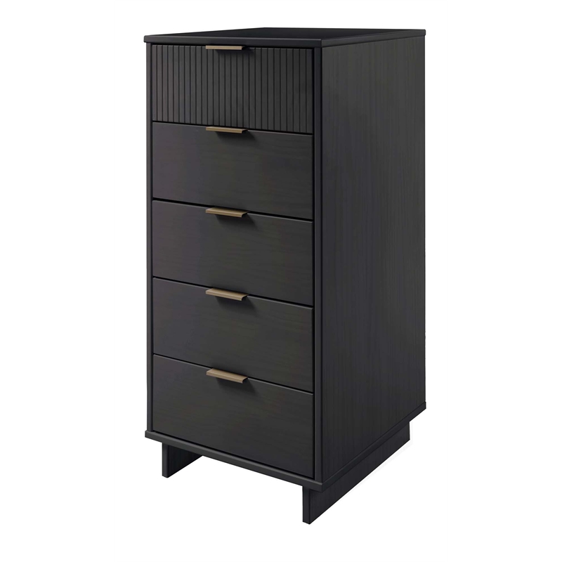 2-Piece Granville Solid Wood Tall Narrow and Standard Dresser Set in Dark Grey