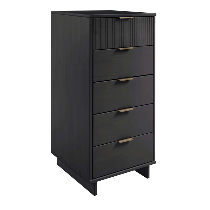 2-Piece Granville Solid Wood Tall Narrow and Standard Dresser Set in Dark Grey