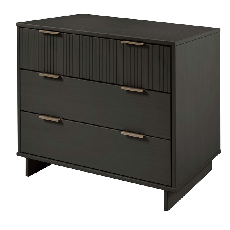 2-Piece Granville Solid Wood Tall Narrow and Standard Dresser Set in Dark Grey