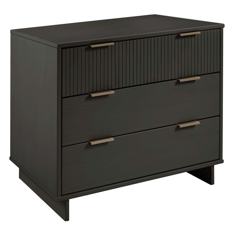 2-Piece Granville Solid Wood Tall Narrow and Standard Dresser Set in Dark Grey