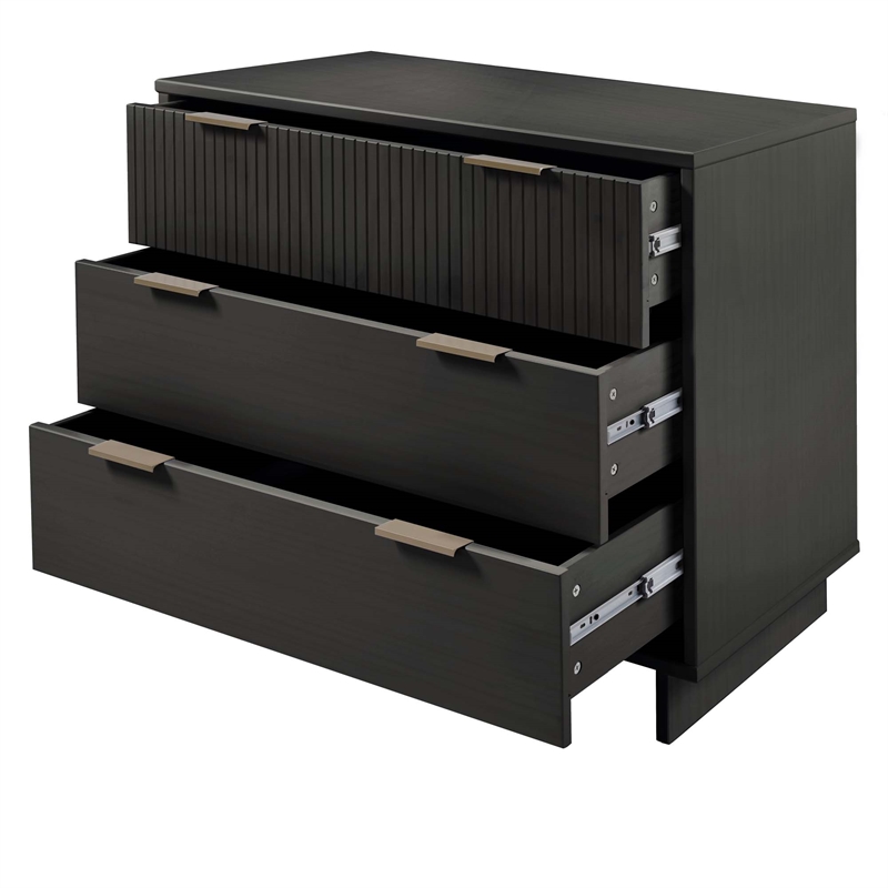 2-Piece Granville Solid Wood Tall Narrow and Standard Dresser Set in Dark Grey