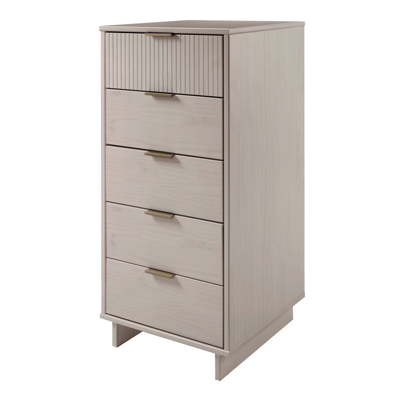 2-Piece Granville Solid Wood Tall Narrow and Standard Dresser Set in Light Grey