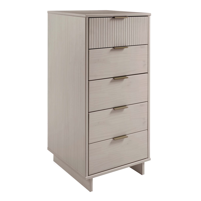 2-Piece Granville Solid Wood Tall Narrow and Standard Dresser Set in Light Grey