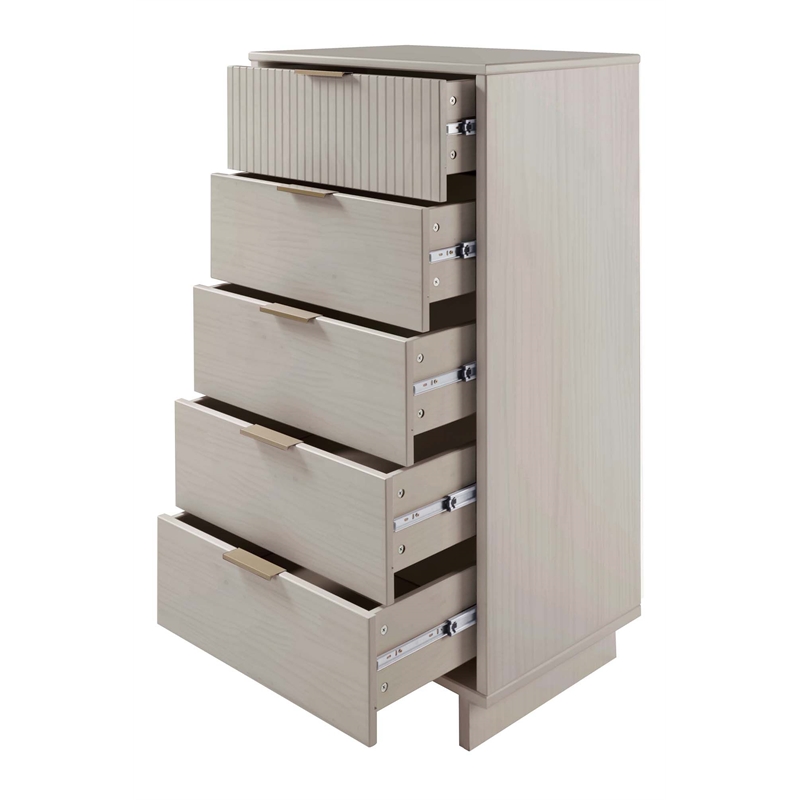 2-Piece Granville Solid Wood Tall Narrow and Standard Dresser Set in Light Grey