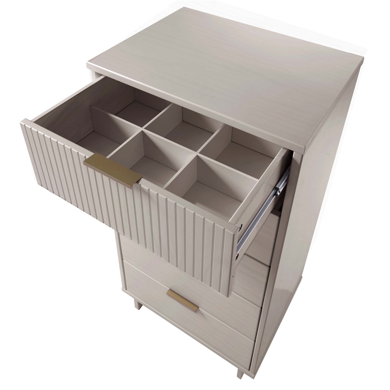 2-Piece Granville Solid Wood Tall Narrow and Standard Dresser Set in Light Grey