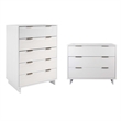2-Piece Granville Solid Wood Tall Chest and Standard Dresser Set in White