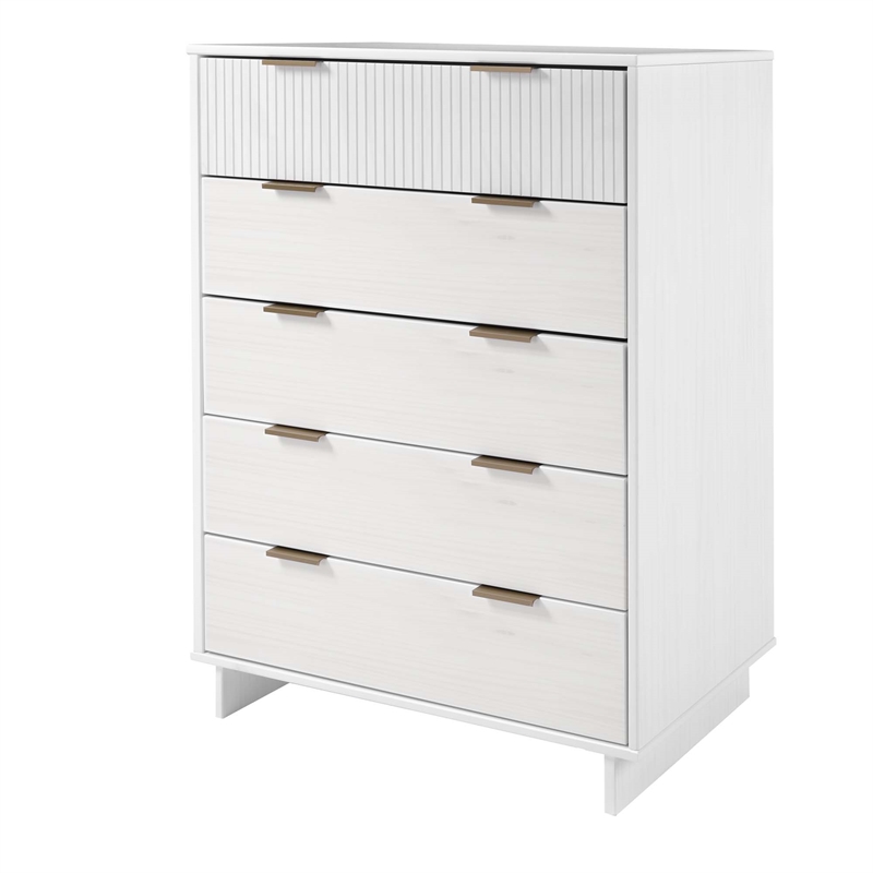 2-Piece Granville Solid Wood Tall Chest and Standard Dresser Set in White